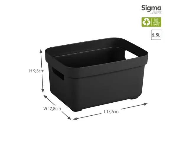 Sigma Home opbergbox 2,5L zwart - 17,7x12,8x9,3cm