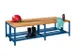 banc double,LxP 1500x740mm,barrettes en bois hêtre,piètement RAL5010