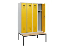 locker met bank,HxBxD 1950x1200x815mm,4vak,vak B 300mm,cilinderslot
