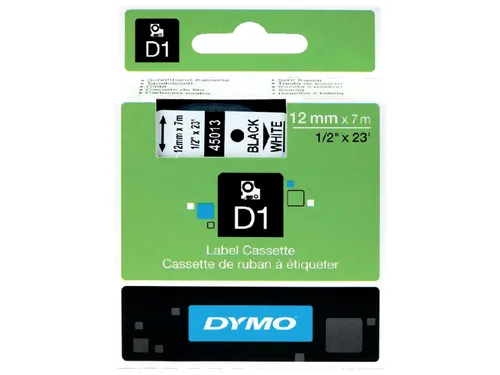 Labeltape Dymo 45013 D1 720530 12mmx7m zwart op wit