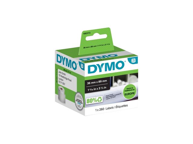 Etiket Dymo 99831 labelwriter 36x89mm adreslabel 260stuks 1983172 | LabelprinterOnline.nl