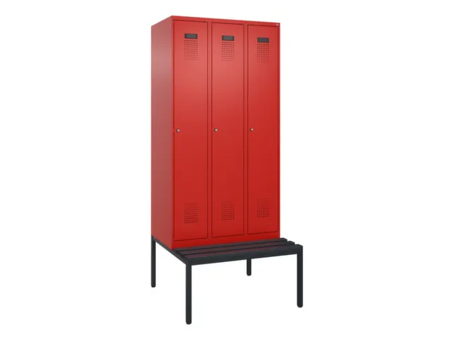 locker met bank,voor scheiding van kleding,HxBxD 2120x900x815mm,3vak