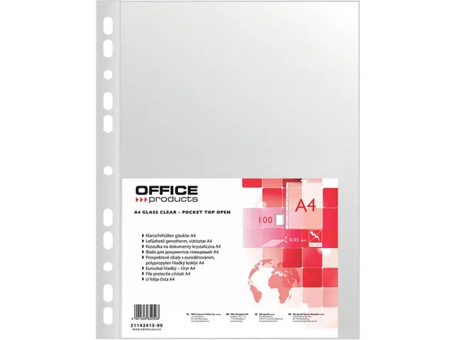 Pochette Office Products A4 11 perforations 50 microns lisse 100pcs