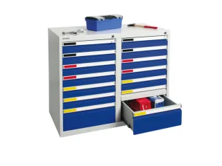 Ladekast 900x1000x500mm 7 Laden Romp Ral7035 Front Ral5010 - 2