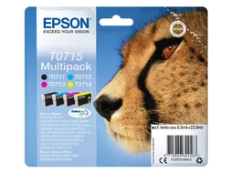 Epson T0715 Inktcartridges Multipack Zwart + 3 Kleuren