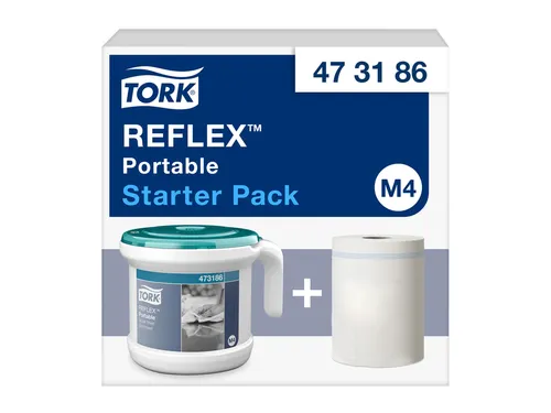 Startpakket Tork Reflex M4 draagbare dispenser wit/turquoise 473186