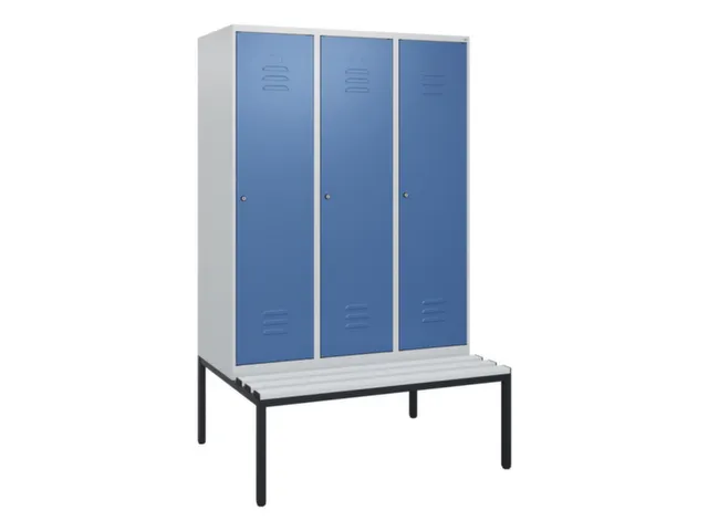 locker met bank,HxBxD 1950x1200x815mm,3vak,vak B 400mm,cil.-slot