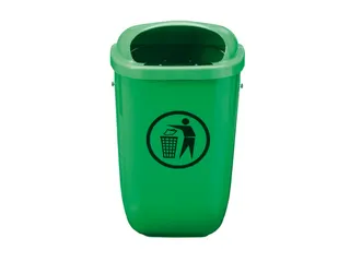 afvalbak,v. buiten,50l,HxBxD 745x404x248mm,romp PE groen,wand/paal - 1