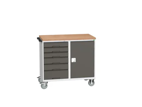 montagetafel 980x1050x600mm multiplexblad 6 laden kast front RAL7016