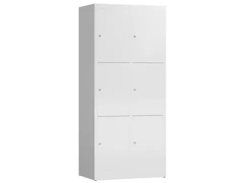 Lockerkast 1800x800x500mm 2x3 vakken cilinderslot, sokkel, RAL9003