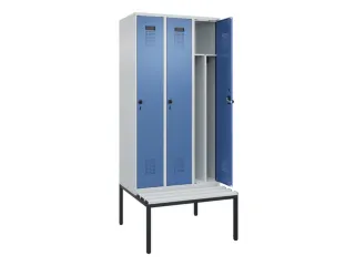 locker met bank,voor scheiding van kleding,HxBxD 2120x900x815mm,3vak - 1