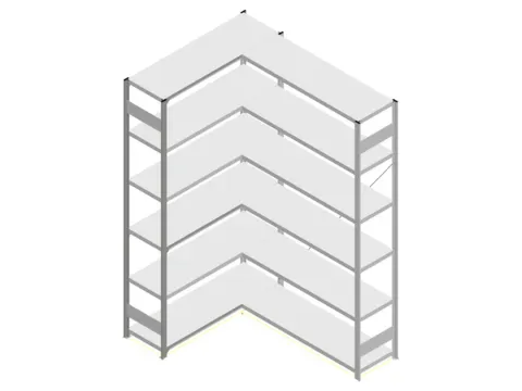 Hoekstelling Hxbxd 2500x1360/1415x435mm Veldlast 900kg 2x6legborden