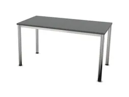 Vergadertafel Hxbxd 74x140x70cm 4-poots Verchroomd Ms-donkergrijs