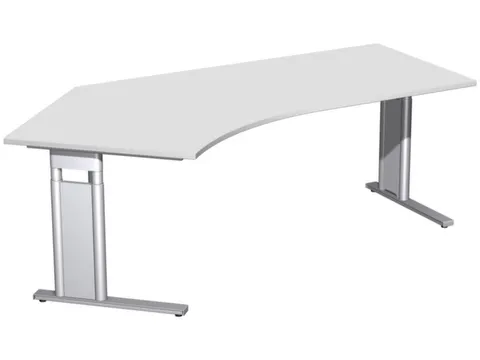 In hoogte verstelbaar hoekbureau 680-820x2166x1130mm lichtgrijs zilver