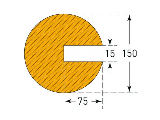 profielbescherming,cirkel,LxØ 1000x150mm,EVAC-schuim,geel/zwart