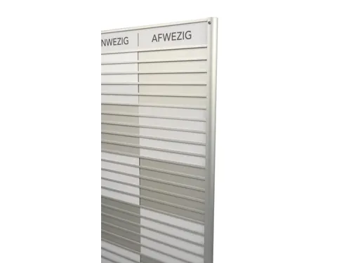Menoor In-Uit bord 60 namen Aluminium Aanwezig/Afwezig Wit