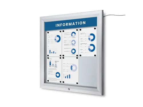 Outdoor mededelingenbord 6x A4 met logopaneel LED verlicht