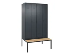 PBM-locker met bank,HxBxD 2120x1200x815mm,4vak,vak B 300mm