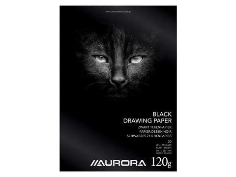 Tekenblok Aurora A4 20v 120g zwart tekenpapier
