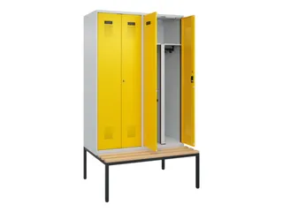 PBM-locker met bank,HxBxD 2120x1200x815mm,4vak,vak B 300mm - 1