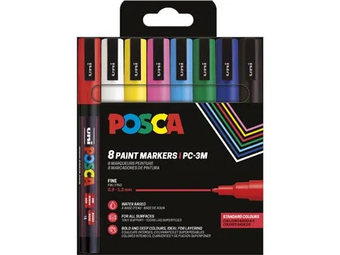 Uni POSCA paintmarker PC-3M 8 stuks basiskleuren
