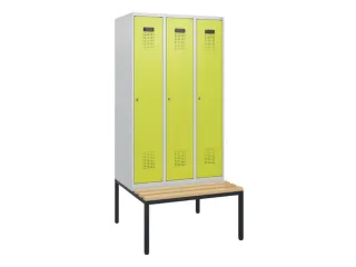 locker met bank,HxBxD 1950x900x815mm,3vak,vak B 300mm,cilinderslot - 2