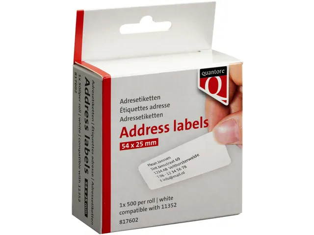 Labeletiket Quantore 11352 54x25mm retour wit