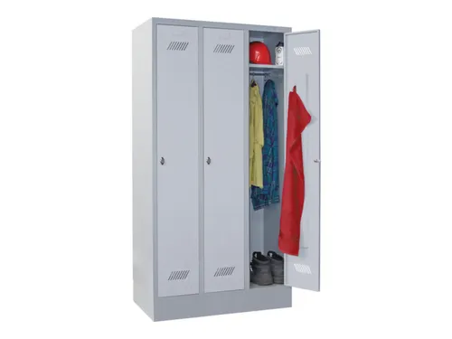 locker,HxBxD 1850x900x500mm,3vak,vak B 300mm,RAL7035,front RAL7035