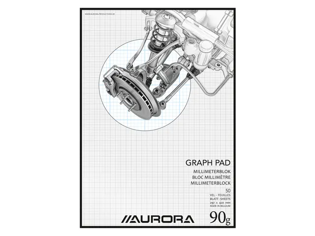 Millimeterblok Aurora A3 50 vel 90 gram blauw