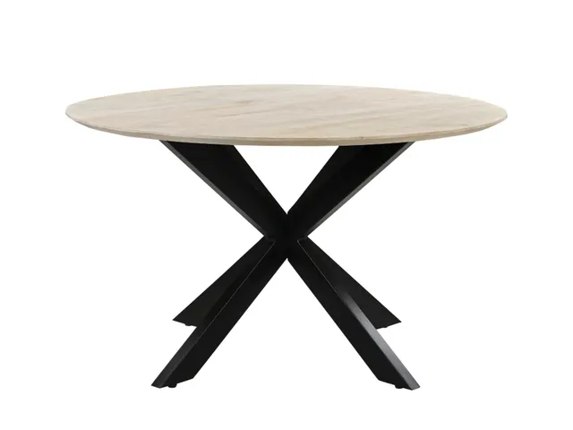 Vergadertafel Harper 130cm Rond Mango Naturel Spinpoot Zwart