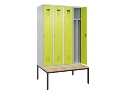 locker met bank,voor scheiding van kleding,HxBxD 2120x1200x815mm,4vak