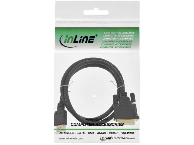 Kabel inLine HDMI DVI 18+1 pin M/M 2 meter zwart