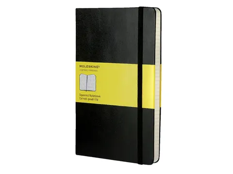 Notitieboek Moleskine large 130x210mm ruit 5x5mm hard cover zwart