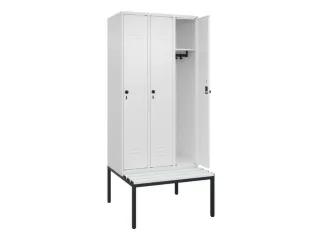 locker met bank,HxBxD 2120x900x815mm,3vak,vak B 300mm,draaigrendel - 2