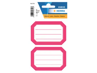 Boek Etiket Herma 5712 82x55mm Rode rand gelinieerd 12 stuks - 1