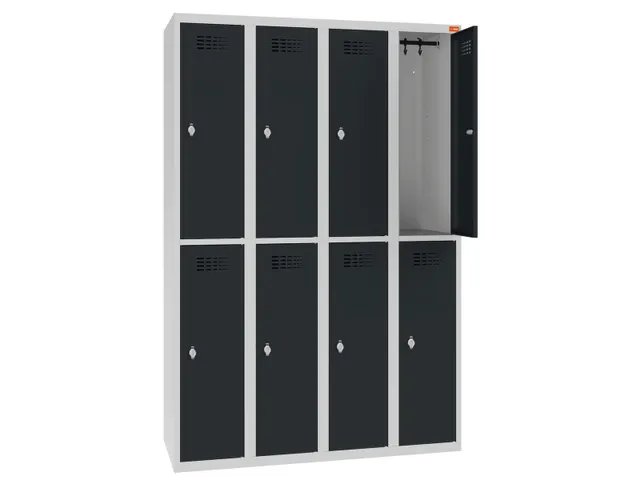 Dubbeldekse lockerkast,HxBxD 1800x1200x500mm,4x2vak.,draaigrendel