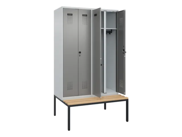 locker met bank,voor scheiding van kleding,HxBxD 2120x1200x815mm,4vak