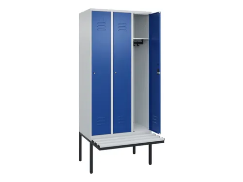 locker met bank,HxBxD 2120x900x815mm,3vak,vak B 300mm,cil.-slot