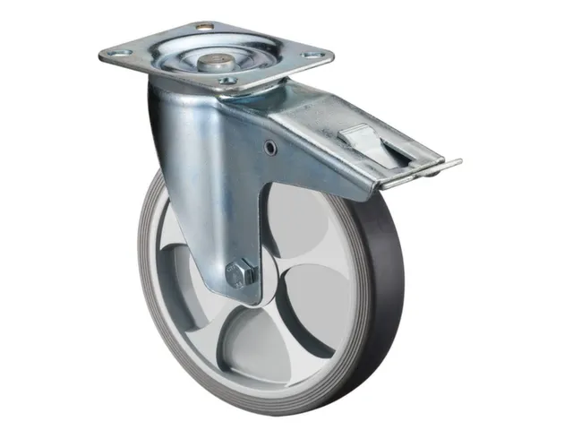 zwenkwiel m. rem,draagverm. 110kg,TPE-banden,Ø 100mm,wiellager