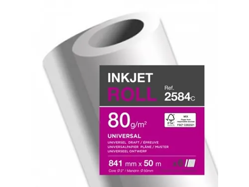 Inkjet Plotterpapier 841mm x 50 meter 80 gram