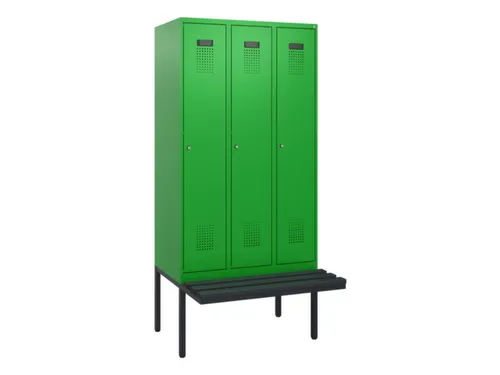 locker met bank,HxBxD 1950x900x815mm,3vak,vak B 300mm,cilinderslot