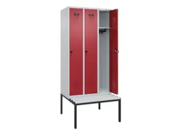 locker met bank,HxBxD 2120x900x815mm,3vak,vak B 300mm,draaigrendel