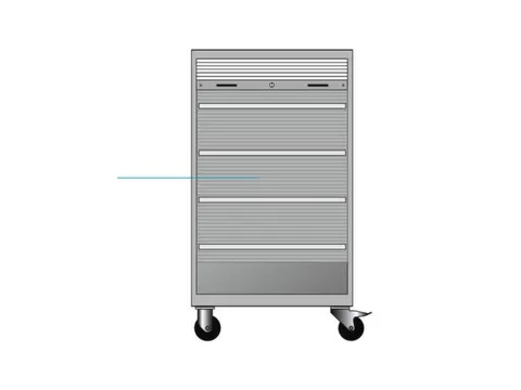 Mobiele roldeurkast 1813x1005x691mm 4xStalen bodem cil.-slot Duifblauw