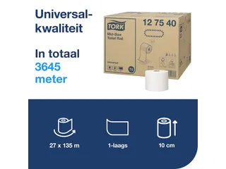 Toiletpapier Tork Mid-size T 6 universeel 1-laags 135m wit 127540 - 6