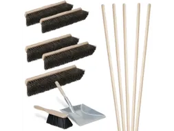 Bezemset,5xarengabezem,5xsteel,1xstoffer+blik,Werk b 400mm,hout-steel
