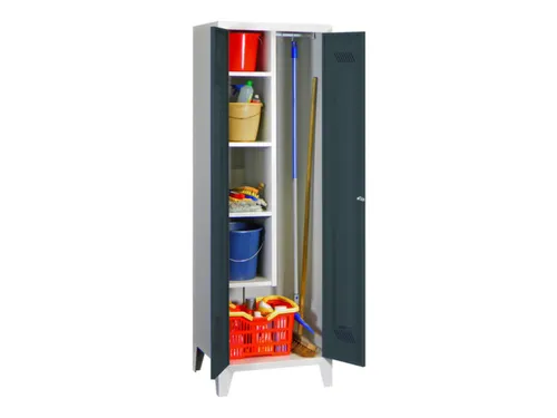 Schoonmaakkast HxBxD 1850x600x500mm Klink Poten RAL7035 Front RAL7016