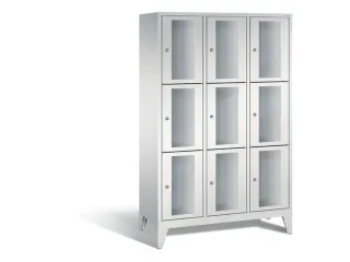 lockerkast 1850x1200x500mm 3x3 vakken Cilinderslot Poten, RAL7035 - 2