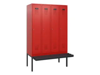 locker met bank,HxBxD 1950x1200x815mm,4vak,vak B 300mm,cilinderslot - 2