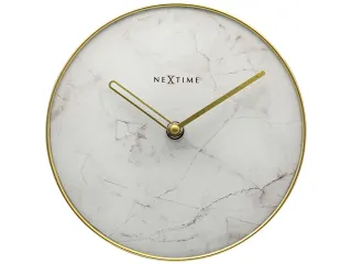 Tafelklok Ø 20cm Glas / Metaal Wit 'Marble' - 1