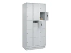 lockerkast,HxBxD 1950x900x500mm,3x5vakken,vak B 300mm,cil.-slot,sokkel